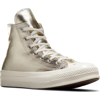 Converse Chuck Taylor® All Star® 70 Metallic High Top Sneaker In Light Gold/egret/egret
