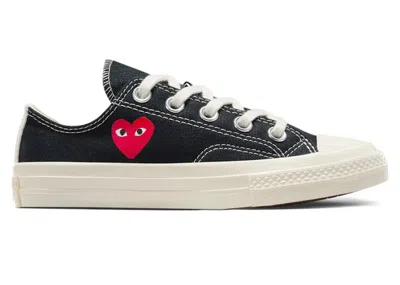 Pre-owned Converse Chuck Taylor All Star 70 Ox Comme Des Garcons Play Single Heart Sneakers In Black/red/egret
