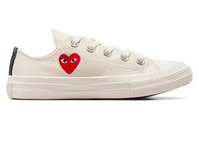 Pre-owned Converse Chuck Taylor All Star 70 Ox Comme Des Garcons Play Single Heart Sneakers In Milk/red/black