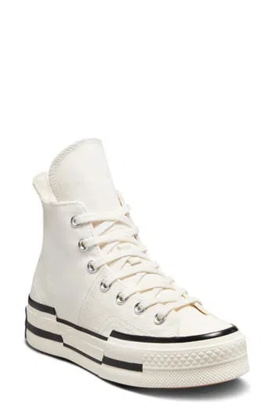 Converse Chuck Taylor® All Star® 70 Plus High Top Platform Sneaker In Egret/black/egret