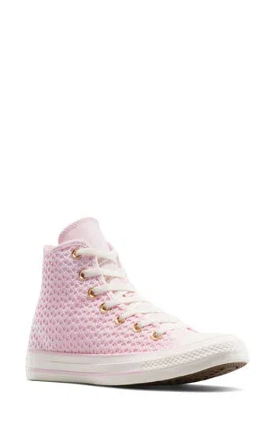 Converse Chuck Taylor All Star Canvas & Knit High Top Sneaker In Pink