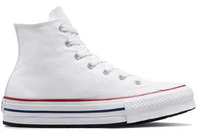 Pre-owned Converse Chuck Taylor All Star Eva Lift Canvas Platform Sneakers In White/garnet/navy Blue In Multi