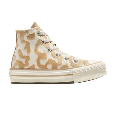 Pre-owned Converse Chuck Taylor All Star Eva Lift High Ps 'leopard' | Cream | Kid's Size 11.5 In White