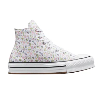 Pre-owned Converse Chuck Taylor All Star Eva Lift Platform High Gs 'feline Florals' | White | Kid's Size 6