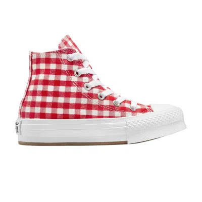 Pre-owned Converse Chuck Taylor All Star Eva Lift Platform High Ps 'checkered Red' | Kid's Size 13.5
