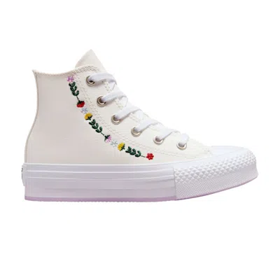 Pre-owned Converse Chuck Taylor All Star Eva Lift Platform High Ps 'floral Embroidery' | Cream | Kid's Size 3
