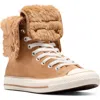 Converse Chuck Taylor All Star Faux Fur Foldover High Top Sneaker In Brown
