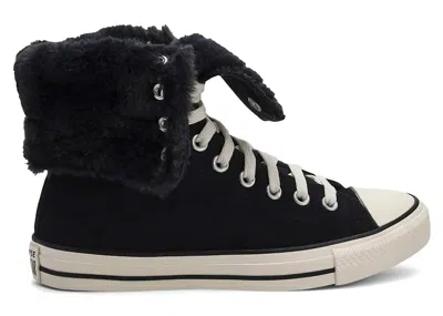 Pre-owned Converse Chuck Taylor All Star Fold Over Hi (women's) Sneakers In Black/egret In Multi