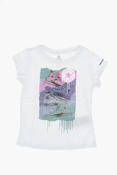 Converse Chuck Taylor All Star Glitter Printed Crew-neck T-shirt In White