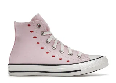 Pre-owned Converse Chuck Taylor All Star Hi Embroidered Hearts (women's) Sneakers In Pink/egret