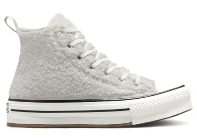 Pre-owned Converse Chuck Taylor All Star Hi Eva Lift Platform Sherpa Sneakers In Light Bone/vintage White/black