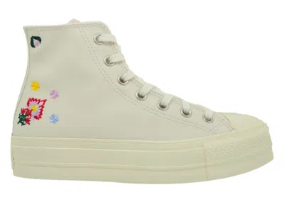 Pre-owned Converse Chuck Taylor All Star Hi Lift Floral Embroidery (women's) Sneakers In Egret