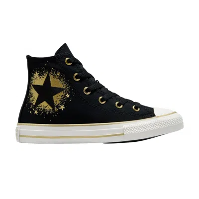 Pre-owned Converse Chuck Taylor All Star High Ps 'gold Stars - Black' | Kid's Size 12.5