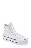 Converse Chuck Taylor® All Star® Leather High Top Platform Sneaker In White/black/white