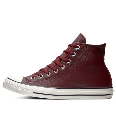 Converse Chuck Taylor All Star Leather High Top 'red White' In Burgundy