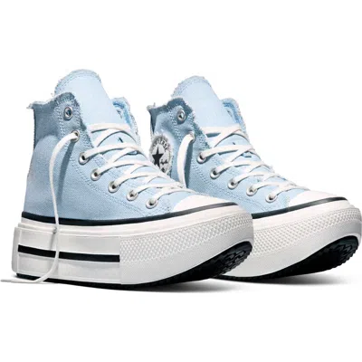 Converse Chuck Taylor All Star Lift Double Stack Platform Distressed High-top Sneaker In Clear Skies