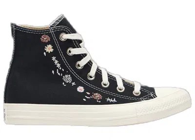 Pre-owned Converse Chuck Taylor All Star Lift Hi Floral Embroidery (women's) Sneakers In Blackegret In Multi
