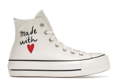 Pre-owned Converse Chuck Taylor All Star Lift Hi Made With Love (women's) Sneakers In Vintage White/egret/black