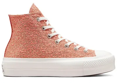 Pre-owned Converse Chuck Taylor All Star Lift Hi Metallic Shimmer (women's) Sneakers In Healing Clay/light Gold