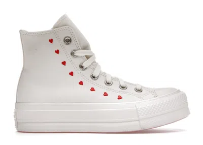 Pre-owned Converse Chuck Taylor All Star Lift Hi (women's) Sneakers In White/red/egret