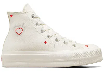 Pre-owned Converse Chuck Taylor All Star Lift Hi Y2k Heart (women's) Sneakers In Egret/fever Dream
