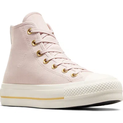 Converse Chuck Taylor® All Star® Lift High Top Platform Sneaker In Flush Stone/egret/gold