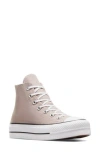 Converse Taupe Chuck Taylor All Star Lift Platform High Top Sneakers In Wonder Stone/white/black