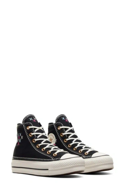 Converse Chuck Taylor® All Star® Lift High Top Trainer In Black/ Egret/ Gold