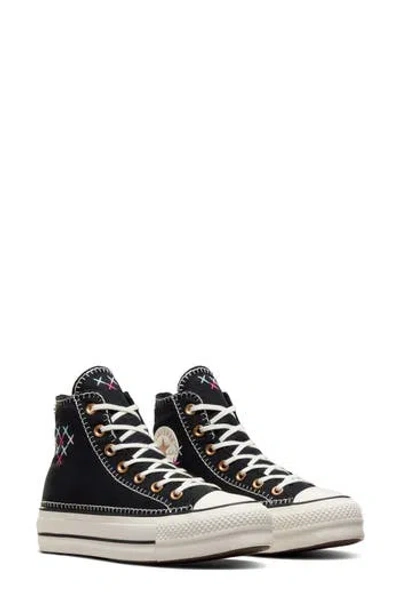 Converse Chuck Taylor® All Star® Lift High Top Sneaker In Black/egret/gold