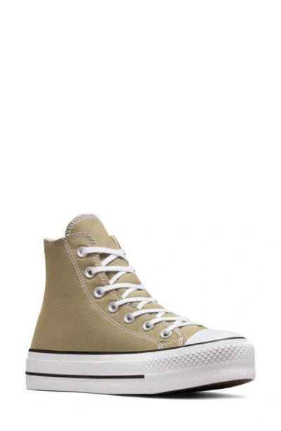 Converse Chuck Taylor® All Star® Lift High Top Sneaker In Mossy Sloth/ White/ Black