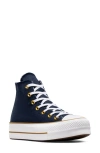 Converse Chuck Taylor® All Star® Lift High Top Sneaker In Navy Obsidian/white/trek Tan