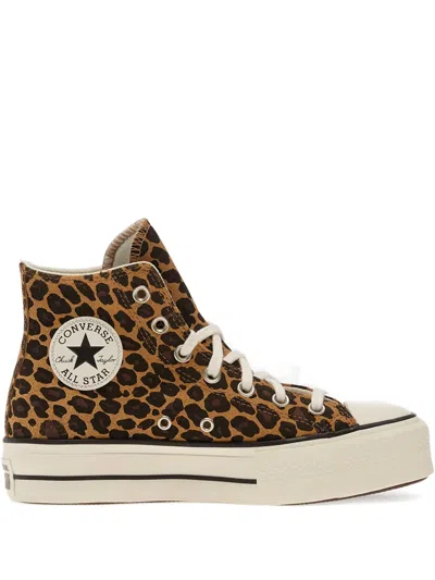 Converse Chuck Taylor All Star Lift Leopard-print Sneakers In Brown
