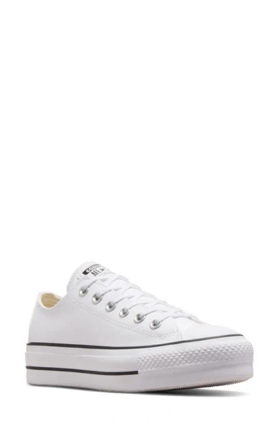 Converse Chuck Taylor® All Star® Lift Low Top Leather Sneaker In White/ Black/ White