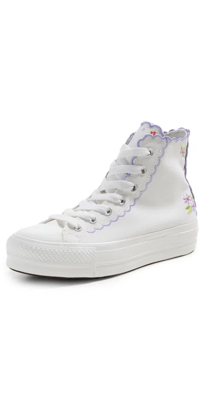 Converse Chuck Taylor All Star Lift Platform Embroidered Flowers Sneakers Vintage White/violet Heat