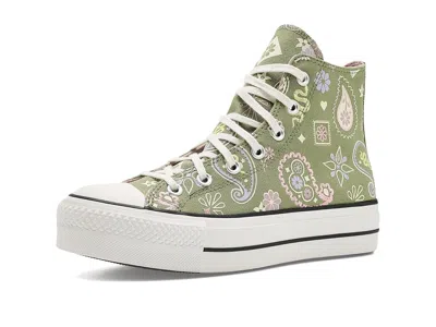 Converse Chuck Taylor All Star Lift Platform Paisley Pop High-top Sneakers Women's Shoes Olive Android/petal  In Green