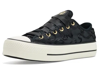 Converse Chuck Taylor All Star Lift Platform Ribbon Low Top Sneakers Women's Shoes Black/metallic Light Gold: