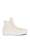 Converse Gray Chuck Taylor All Star Lift Platform Tailored Lines High Top Sneakers In Egret & Gold