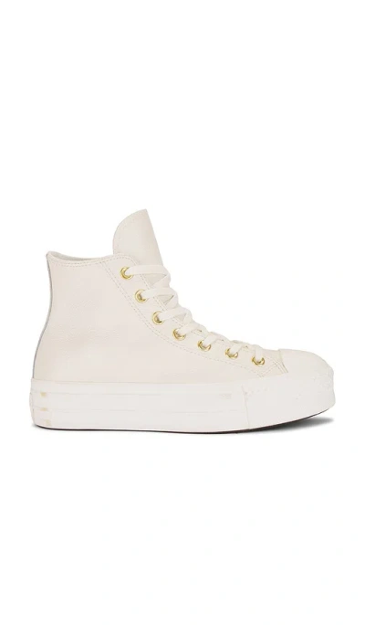 Converse Gray Chuck Taylor All Star Lift Platform Tailored Lines High Top Sneakers In Bly Grey/egret/gold
