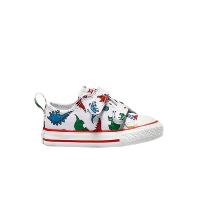 Pre-owned Converse Chuck Taylor All Star Low Hook And Loop Td 'dinoverse Print' | White | Infant Size 6