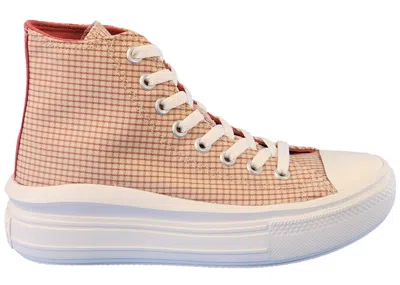 Pre-owned Converse Chuck Taylor All Star Move Platform Hi Checkered (women's) Sneakers In Oat Milk/rhubarb Pie/egret