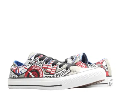 Converse Chuck Taylor All Star Old Biker Ox Old Silver/print Sneakers 142316c In White