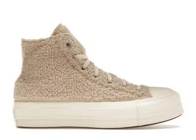 Pre-owned Converse Chuck Taylor All Star Platform Cozy Club (women's) Sneakers In Farro/egret/brown