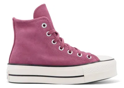 Pre-owned Converse Chuck Taylor All Star Platform Hi (women's) Sneakers In Shadowberry/black/egret