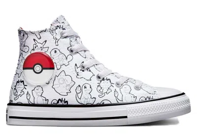 Pre-owned Converse Chuck Taylor All Star Pokemon Poke Ball Sneakers In White/black