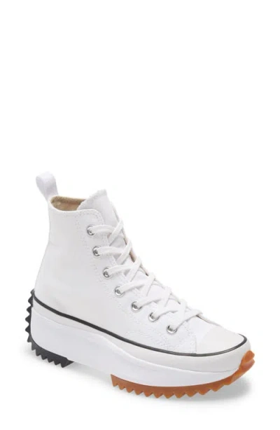 Converse Run Star Hike Sneakers In White/black/gum