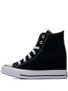 Converse Chuck Taylor All Star Wedge Platform Hi "black White" Sneakers In Black