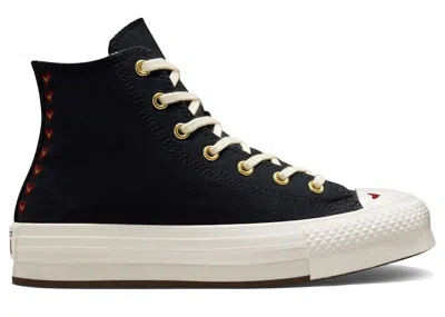 Pre-owned Converse Chuck Taylor Lift Platform Hi Valentine's Day Hearts (2023) Sneakers In Black/egret/back Ally Brick