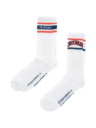 Converse Chuck Taylor Ribbed Two Pack Socks (set Of Two) In White