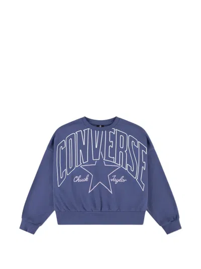 Converse Kids'  Girls Relaxed Boxy Graphic Sweatshirt In Blue