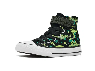 Converse Chuck Taylor(r) All Star(r) Easy-on Dinos (little Kid) Kid's Shoes Black/white/neon Mantis : 11 Litt In Green